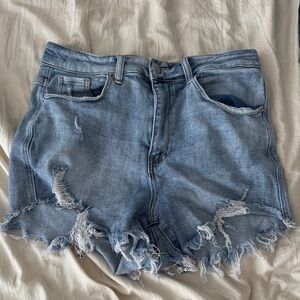 Casual Blue Distressed Jean Shorts